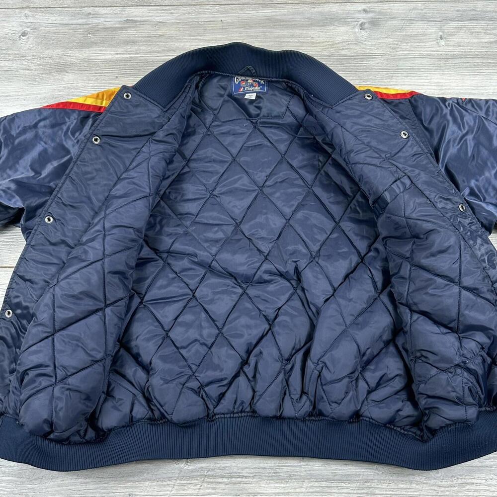 Houston Astros Satin Jacket Men 3XL Blue Red Striped Retro Majestic Cooperstown - Picture 5 of 10